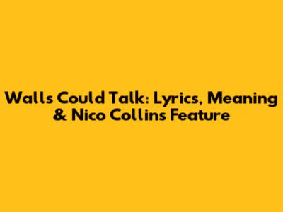 Walls Could Talk: Lyrics, Meaning & Nico Collins Feature