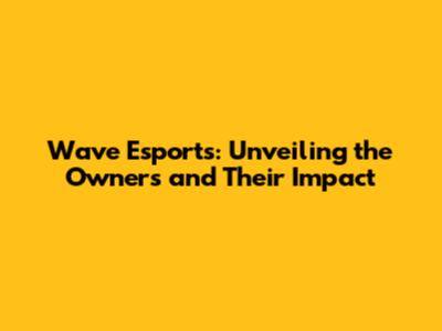 Wave Esports: Unveiling the Owners and Their Impact