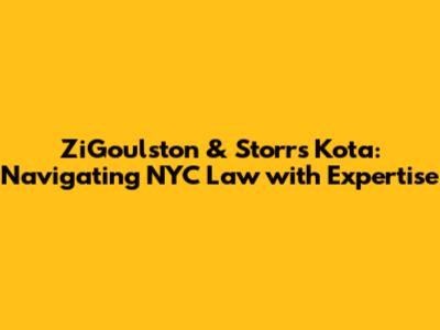 ZiGoulston & Storrs Kota: Navigating NYC Law with Expertise