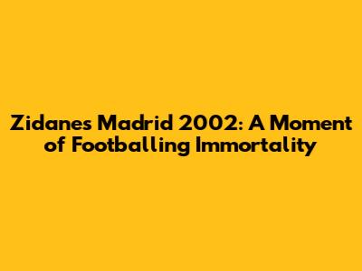 Zidane's Madrid 2002: A Moment of Footballing Immortality