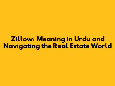 Zillow: Meaning in Urdu and Navigating the Real Estate World